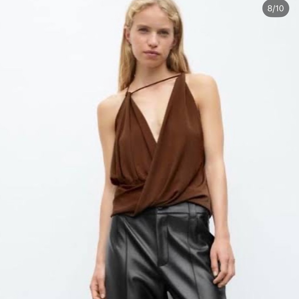 Zara brown draped top